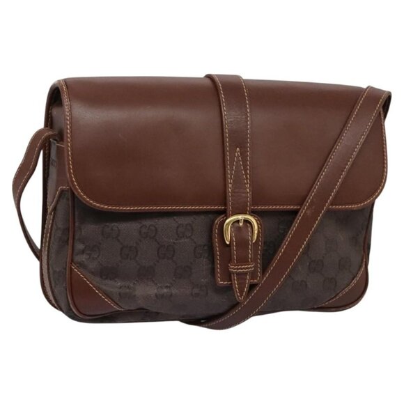 GUCCI GG Canvas Shoulder Bag Brown Gold 001 261 0613 Auth BA1734 - Picture 1 of 16